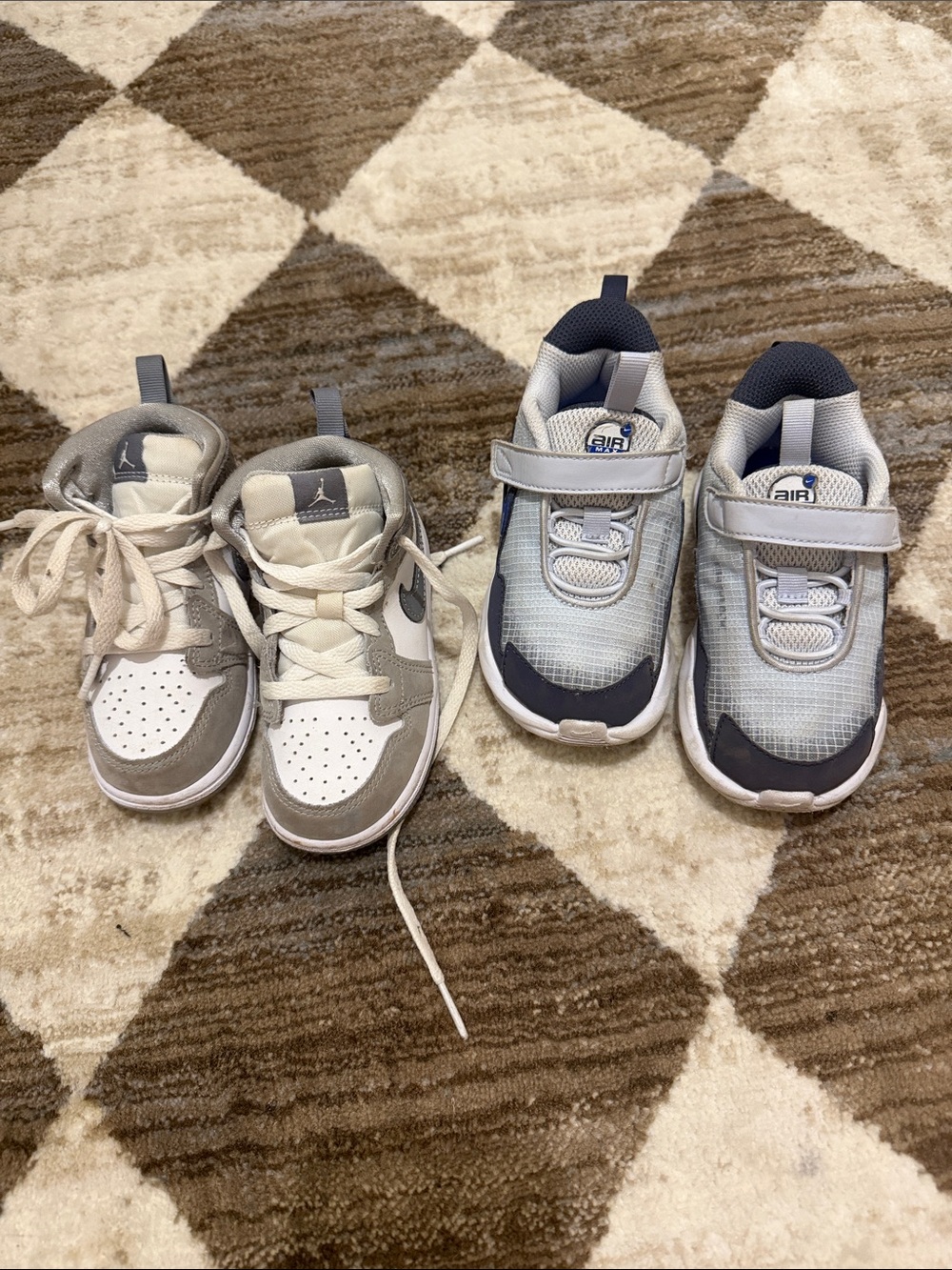 Kids Jordan’s Gray and White Athletic Sneakers - Air Style toddler 8 bundle